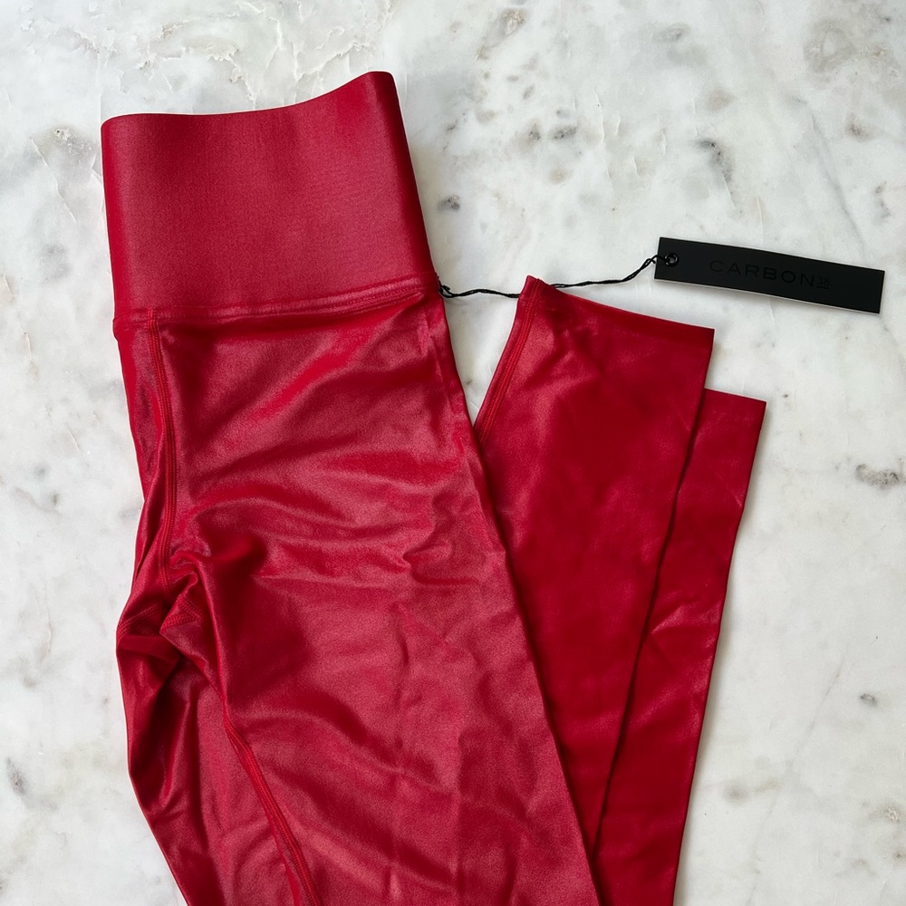 BRAND NEW carbon38 metallic red leggings with tags - size small